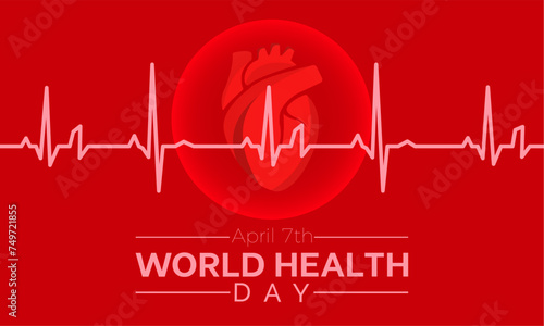 World Health Day Observed every year of April 7, Vector banner, flyer, poster and social medial template design.
