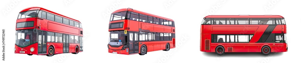 Collection of PNG. Double decker bus isolated on a transparent background. - obrazy, fototapety, plakaty 