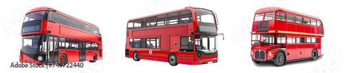 Collection of PNG. Double decker bus isolated on a transparent background.