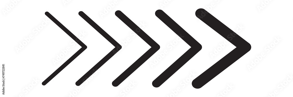Arrow icon chevron doodle black line graphic design. Vector isolated on white background. Vector illustration. eps10 - obrazy, fototapety, plakaty 