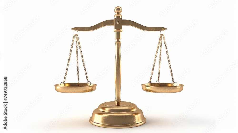 golden scale isolated on white background. Generative Ai.