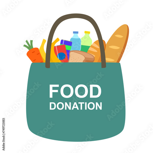Food donation concept. Food donation bag with different products in it.