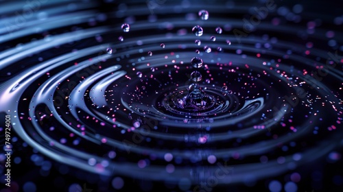 circular water droplets dripping and saw the ripples of the drops For marketing and advertising companies © B.Panudda