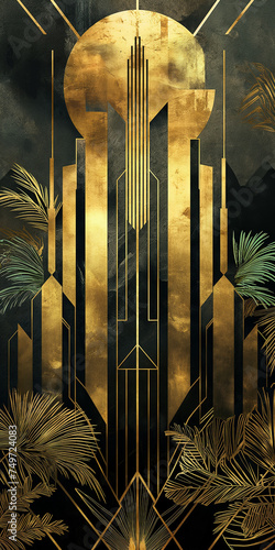 Art Deco Black and Gold City