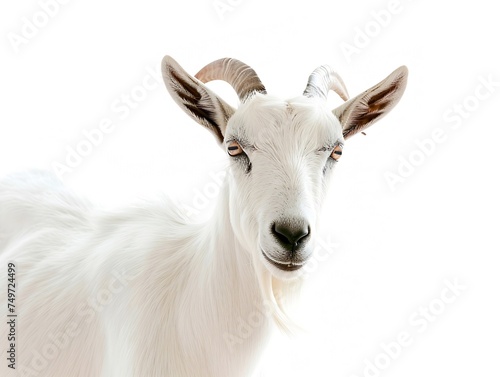 Generative AI   Goat standing up isolated on a white background