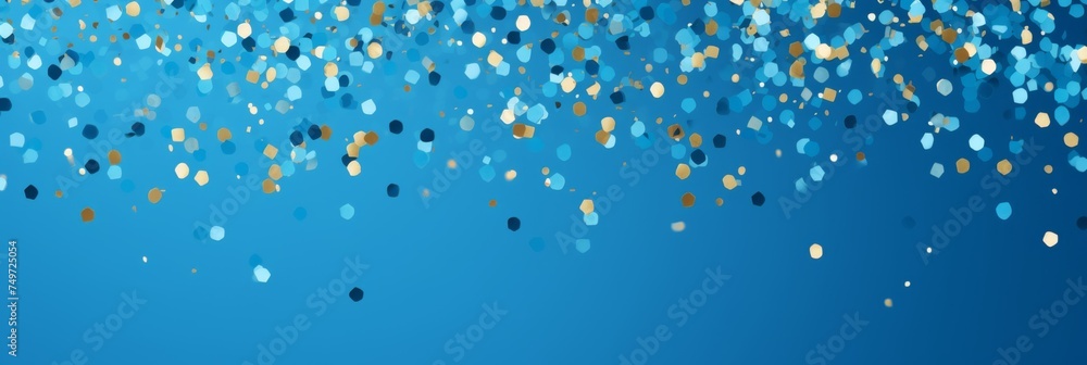 On blue background confetti,banner