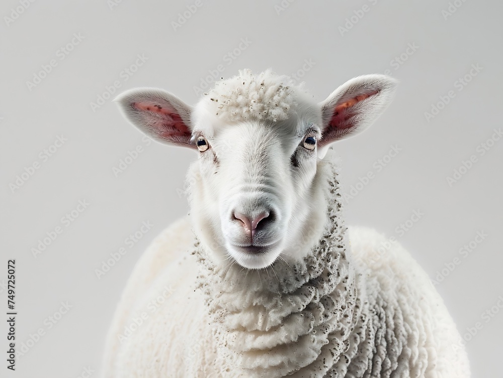 Generative AI : White Sheep look is happy Generative AI : White Sheep look is happy