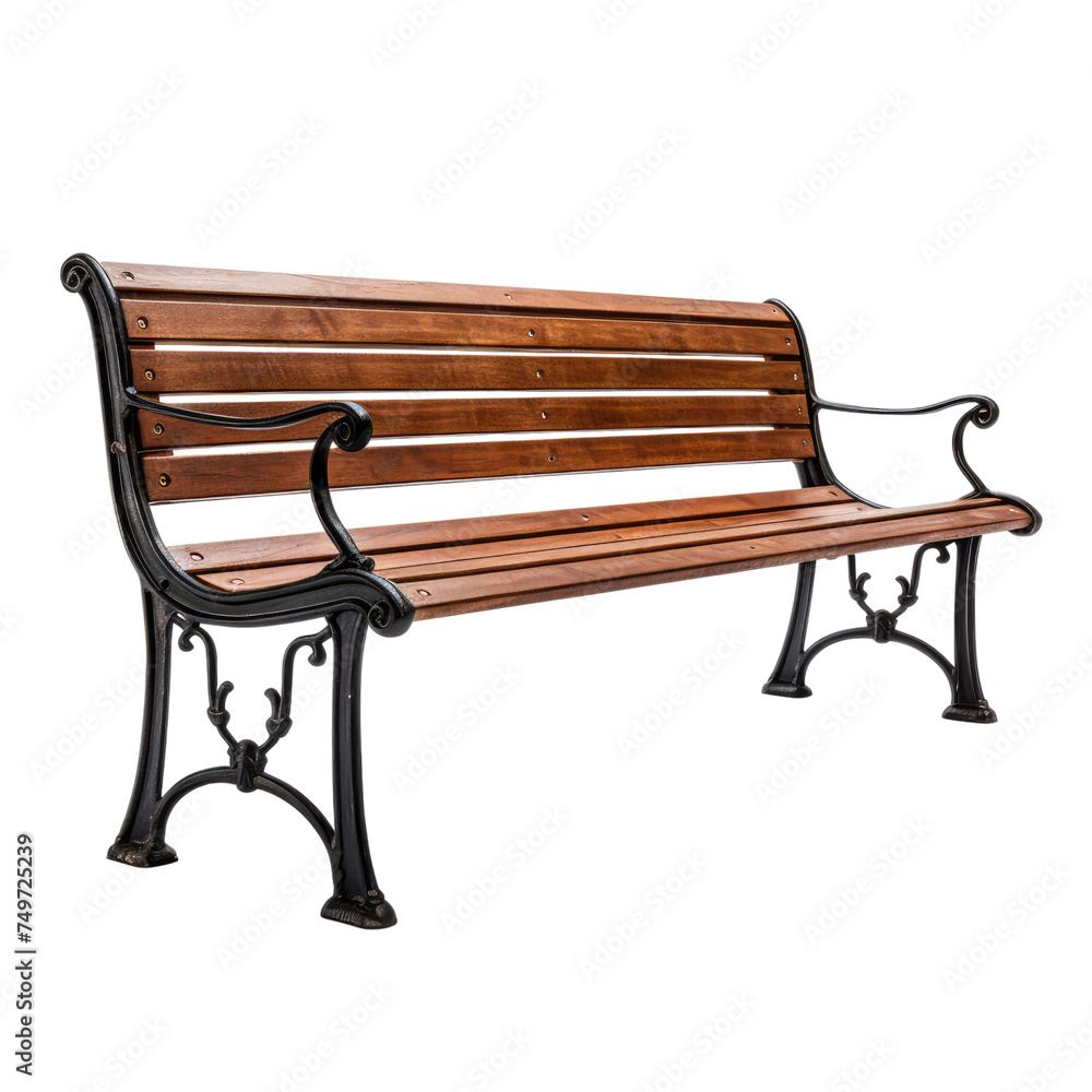 Wooden park bench Isolated on transparent background Wooden park bench Isolated on transparent background