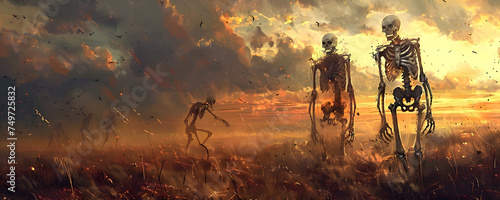 Halloween banner halloween background skeleton walking banner skeleton background skeleton wallpaper walking skeleton photo