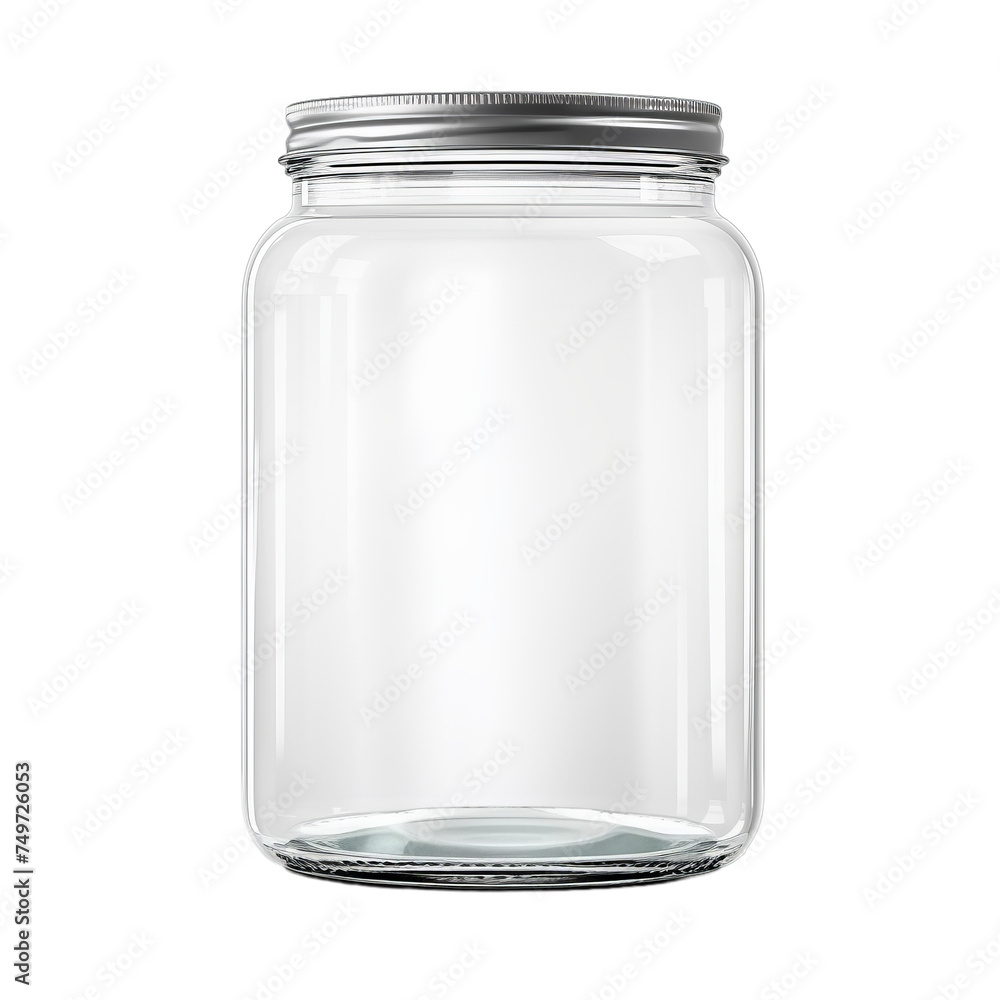 A blank glass canning jar isolated on transparent background, png