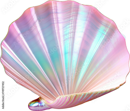 shell rainbow holographic of shell pearl isolated on white or transparent background transparency 