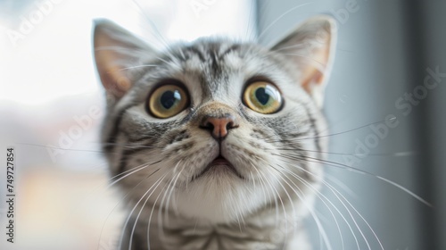 surprised cat make big eyes. American shorthair surprised cat or kitten funny face big eyes, cute, domestic, kitten, feline, Emotional surprised, kitty, wow