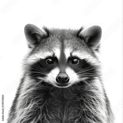raccoon sitting isolated on white background © KirKam