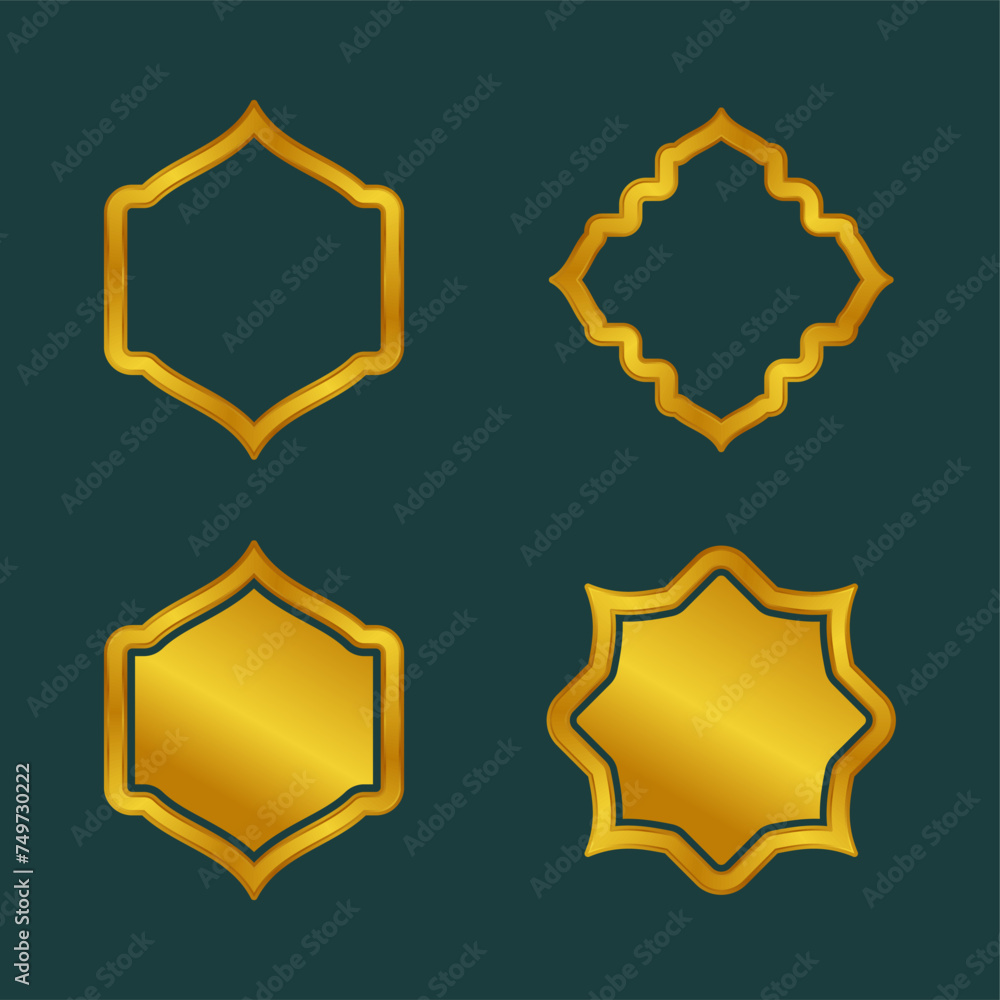 set golden frames in arabic style design isolated on background set golden frames in arabic style design isolated on background