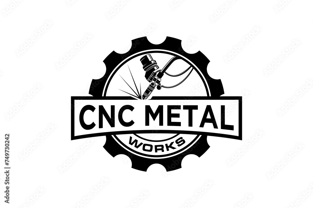Obraz premium CNC Computer Numerical Control metal work illustration logo design.
