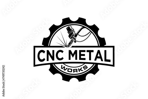 CNC Computer Numerical Control metal work illustration logo design.