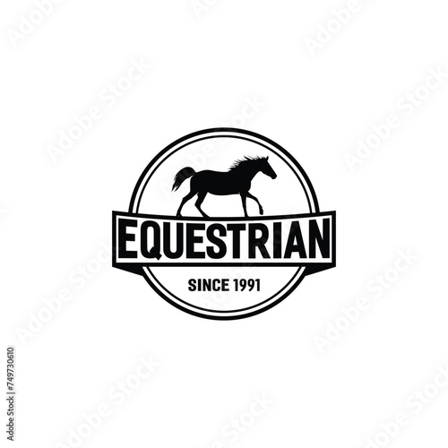 Horse vintage retro rustic countryside western country farm ranch logo design