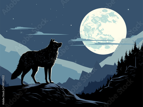  wolf howling at the moon