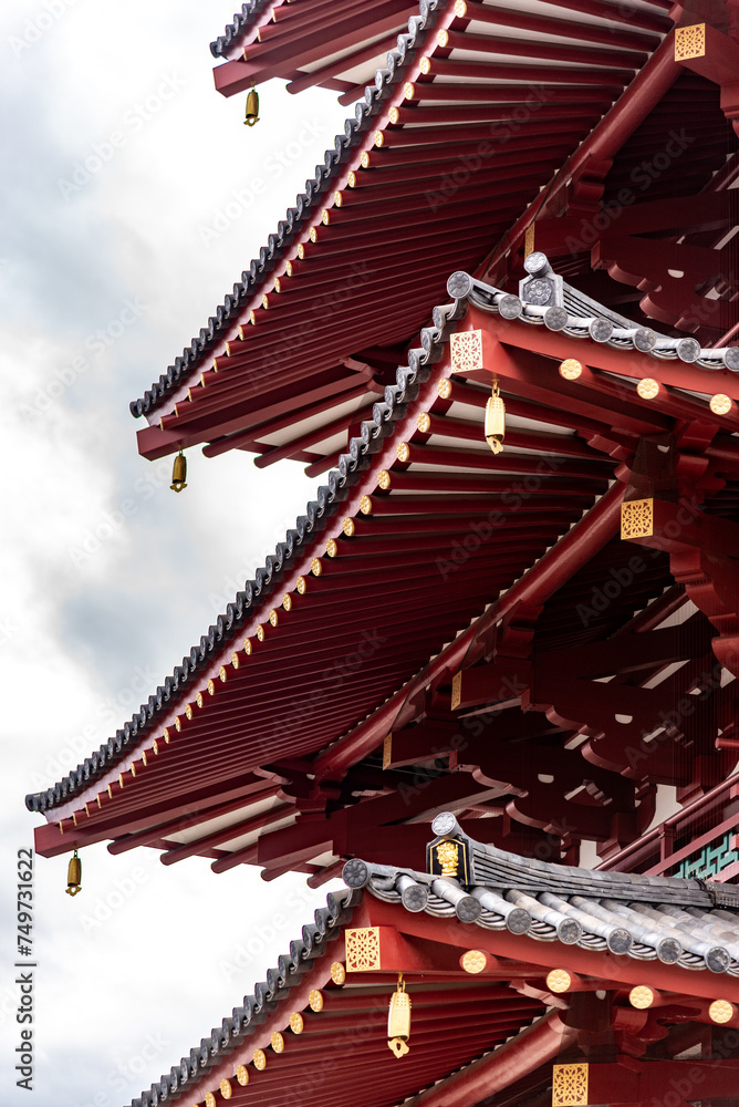 Five Story pagoda of Shitennoji oldest Buddhist Temple in Japan in Osaka Five Story pagoda of Shitennoji oldest Buddhist Temple in Japan in Osaka