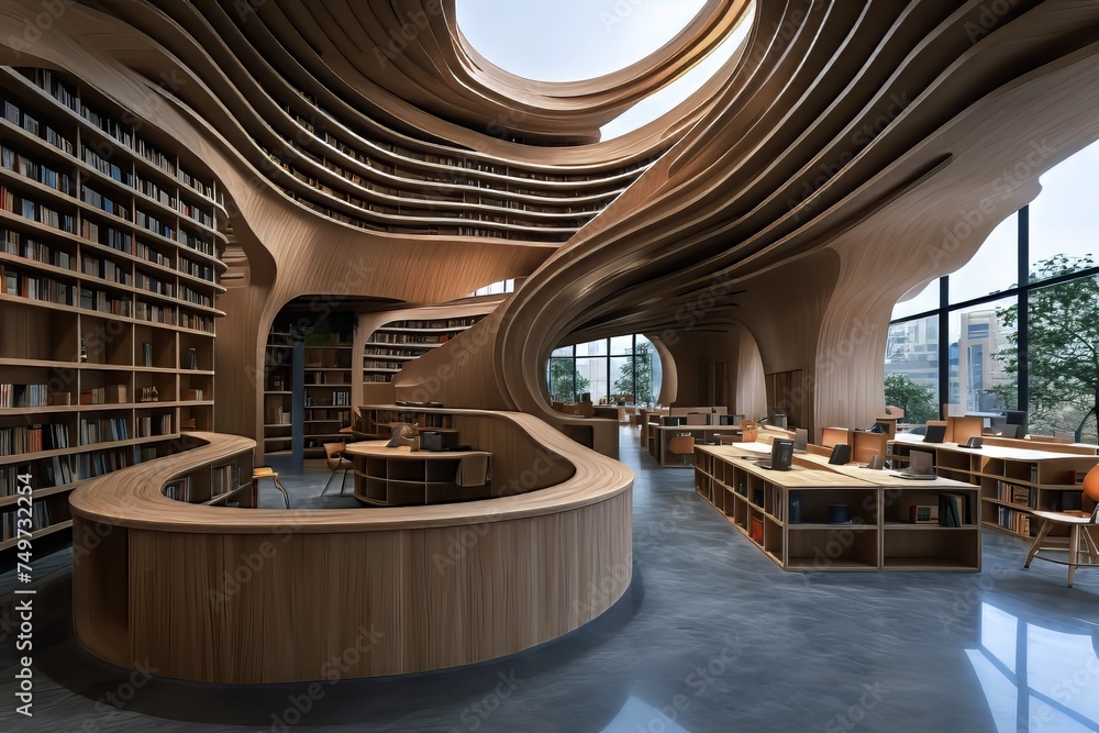 Obraz premium library with a large bookcase that says library