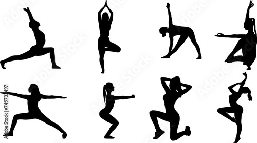 silhouettes of yoga