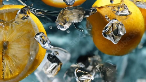 sprite water with lemon slices close up