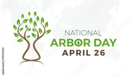 National Arbor Day celebrated every year of April 26, Vector banner, flyer, poster and social medial template design.
