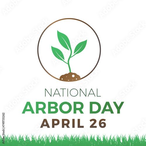 National Arbor Day celebrated every year of April 26, Vector banner, flyer, poster and social medial template design.