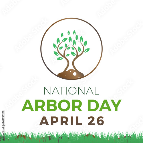 National Arbor Day celebrated every year of April 26, Vector banner, flyer, poster and social medial template design.