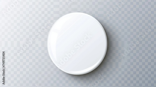 Blank white badge, vector realistic illustration isolated on transparent background 