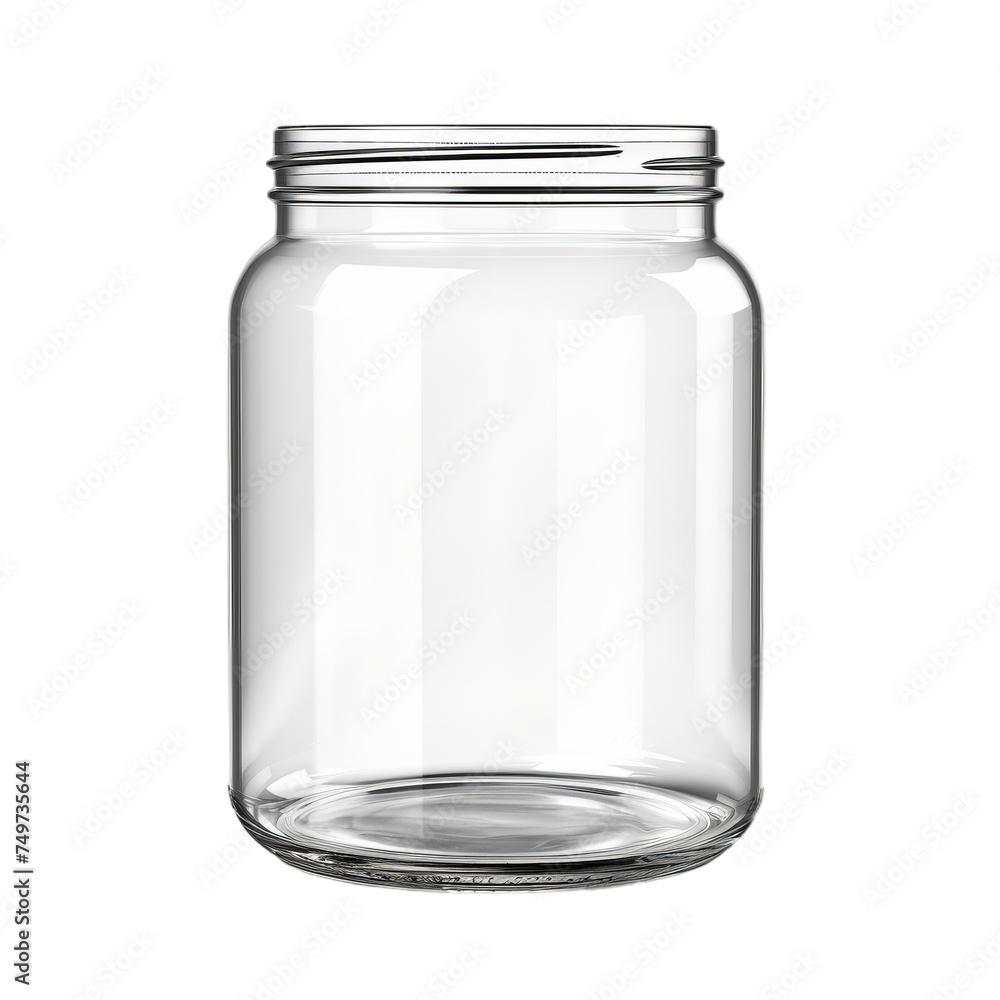 A blank glass jar with a metal twist-off lid isolated on transparent background, png A blank glass jar with a metal twist-off lid isolated on transparent background, png