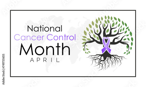 National Cancer Control Month Observed every year of April, Vector banner, flyer, poster and social medial template design.