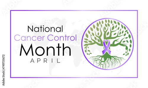National Cancer Control Month Observed every year of April, Vector banner, flyer, poster and social medial template design.