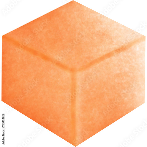 Illustration of a brown cube or box isolated on png or transparent background