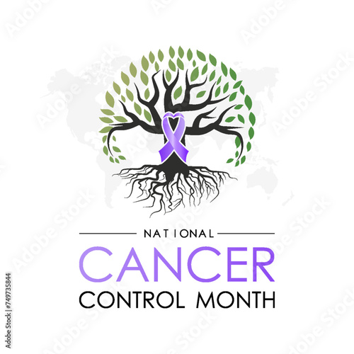 National Cancer Control Month Observed every year of April, Vector banner, flyer, poster and social medial template design.