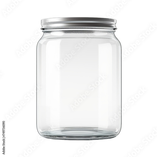 A blank glass jar with a metal twist-off lid isolated on transparent background, png