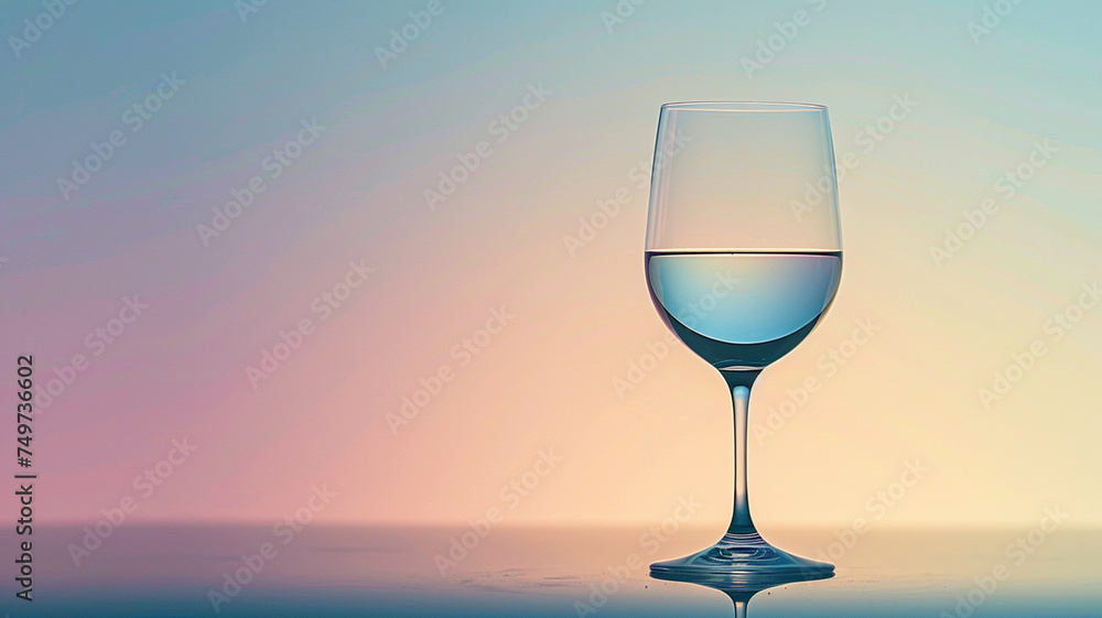 .A serene and minimalistic image of a clear glass filled with innovative liquid forms