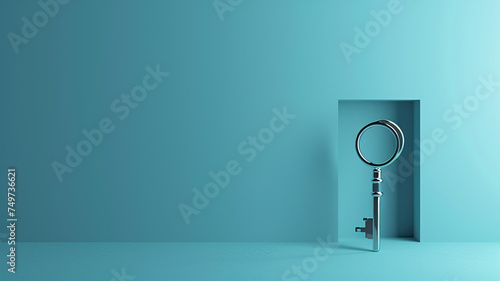 A serene and minimalistic shot of a single wind-up key unlocking creative potential