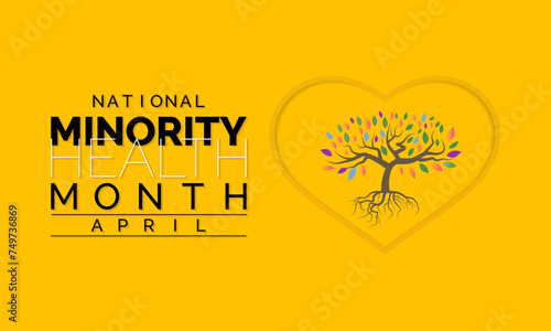 National Minority Health Month Observed every year of April, Vector banner, flyer, poster and social medial template design.