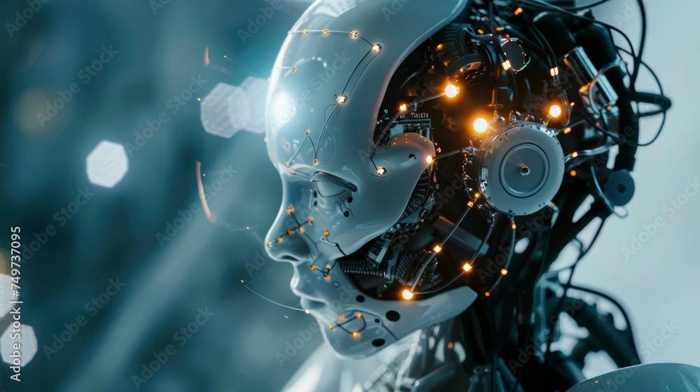 Futuristic Android Head with Illuminated Details generative ai Futuristic Android Head with Illuminated Details generative ai