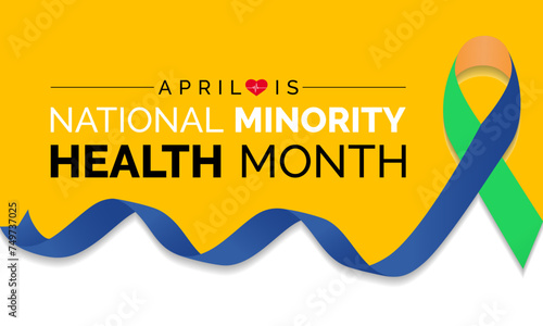 National Minority Health Month Observed every year of April, Vector banner, flyer, poster and social medial template design.