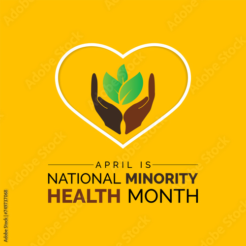 National Minority Health Month Observed every year of April, Vector banner, flyer, poster and social medial template design.