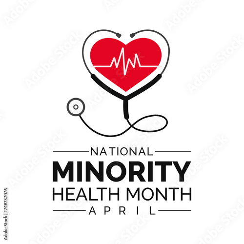 National Minority Health Month Observed every year of April, Vector banner, flyer, poster and social medial template design.
