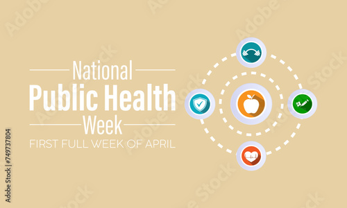 National Public Health Week Observed every year of April 1 to April 7, Vector banner, flyer, poster and social medial template design.