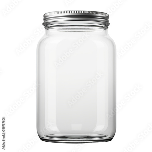 A blank glass mason jar with a metal lid isolated on transparent background, png