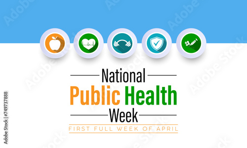 National Public Health Week Observed every year of April 1 to April 7, Vector banner, flyer, poster and social medial template design.