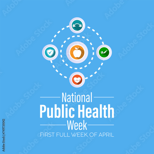 National Public Health Week Observed every year of April 1 to April 7, Vector banner, flyer, poster and social medial template design.