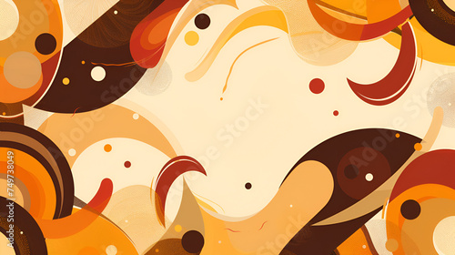 Vibrant Geometric Composition in Warm Tones - Modern Artistic Design with Dark Orange  Brown  and Yellow Elements