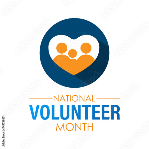 National Volunteer Month celebrated every year of April, Vector banner, flyer, poster and social medial template design.