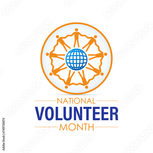 National Volunteer Month celebrated every year of April, Vector banner, flyer, poster and social medial template design.